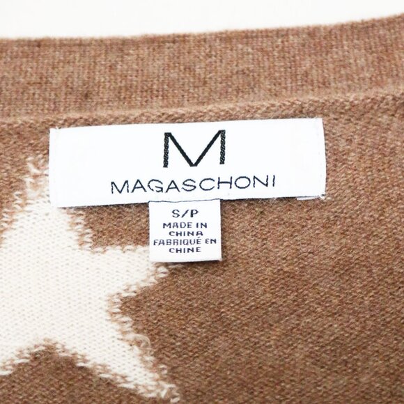 MAGASCHONI 100% Cashmere Star V-Neck Longline Cardigan Camel White S $295 SOFT - Picture 5 of 14